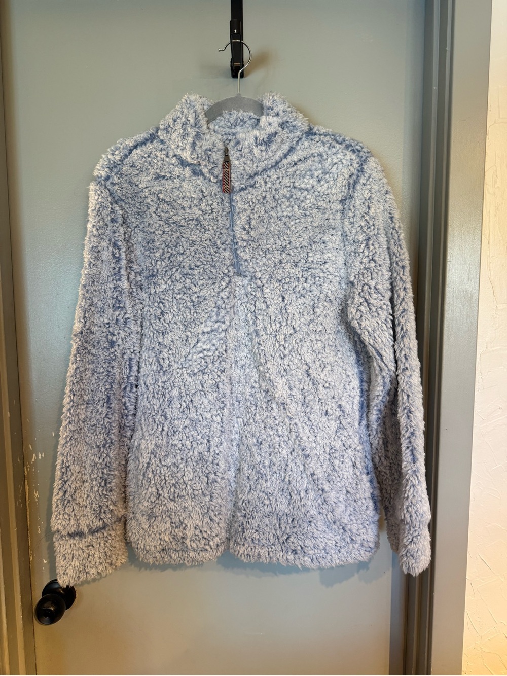 Weatherproof Light Blue Plush Sherpa Half-Zip Pullover